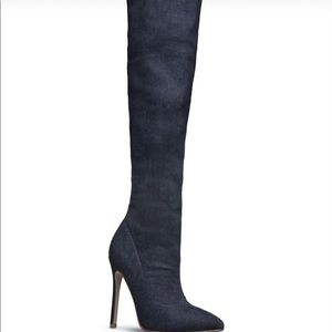 Size 8 stiletto denim thigh highs